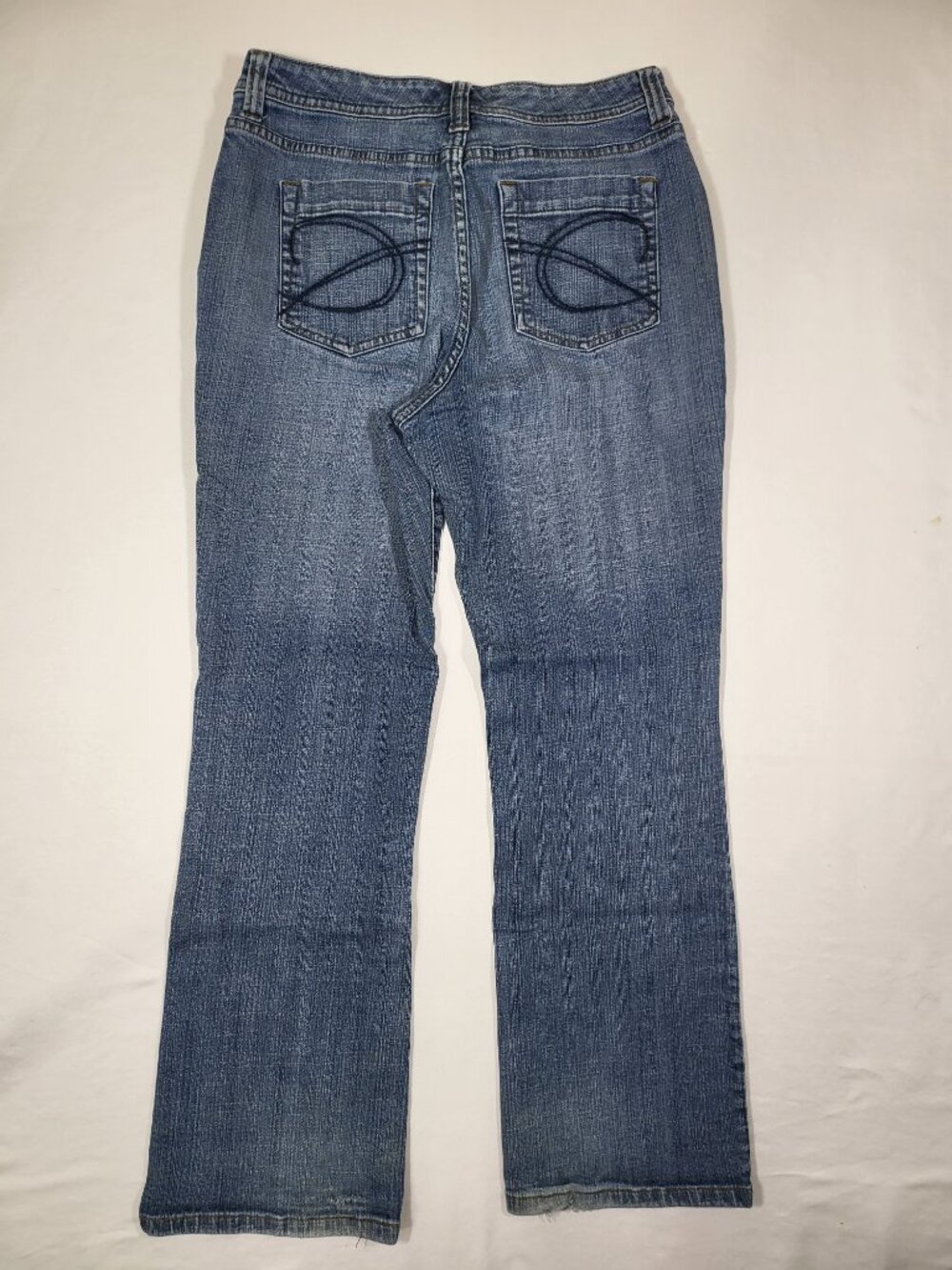 hico's Platinum Facet SH Jean Size 0 Short Blue Bootcut Stretch Denim - Picture 2 of 14